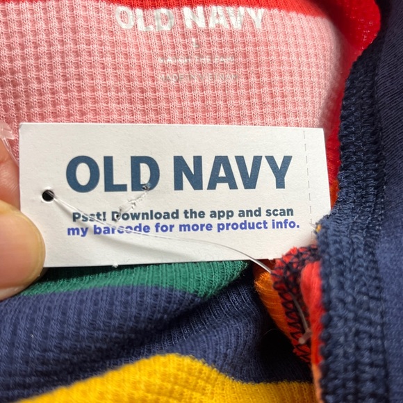 🏷️ NWT Old Navy Colorful Rainbow Striped Onesie Button Down Pajamas - Picture 8 of 8